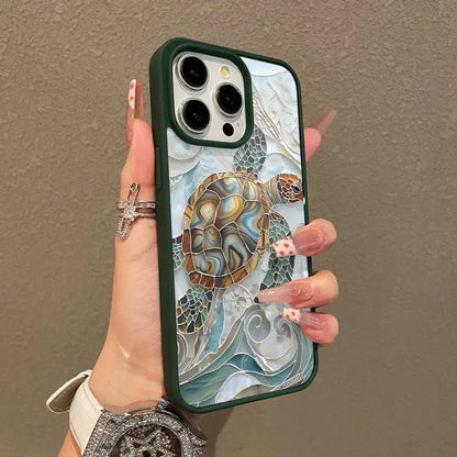 Mosaic Sea Turtle Magnetic Case for iPhone 11/12/13/14/15/16/17/Pro Max - Magsafe Compatible, Lightweight and Durable Design, Stylish and Feminine Aesthetic