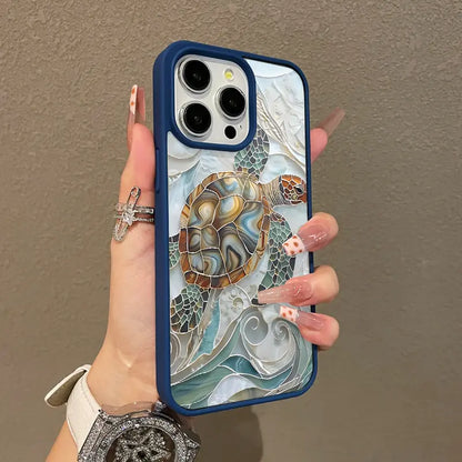 Mosaic Sea Turtle Magnetic Case for iPhone 11/12/13/14/15/16/17/Pro Max - Magsafe Compatible, Lightweight and Durable Design, Stylish and Feminine Aesthetic