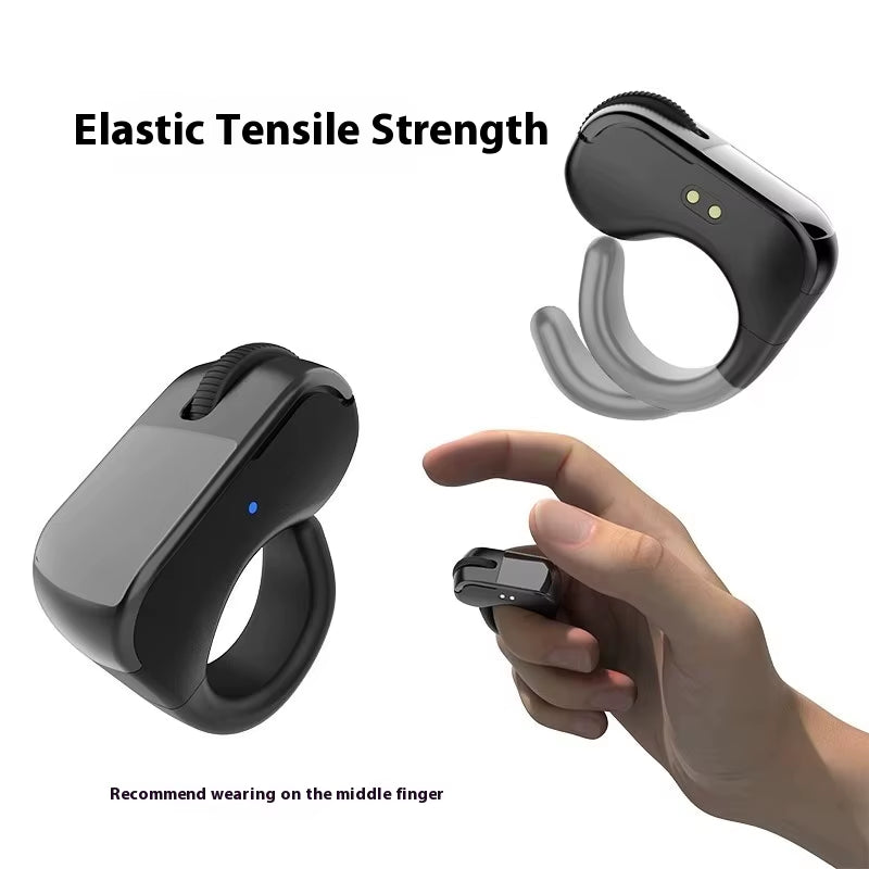 Bluetooth Dual-Mode Rechargeable Ring Mouse - Lightweight Remote Control for Selfie, Short Video, and Speech Applications