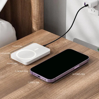5000mAh Magnetic Power Bank - MagSafe-Compatible Wireless Portable Charger for iPhone 12-17 Series, Optimized for Magnetic Cases