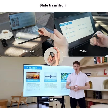 Bluetooth Dual-Mode Rechargeable Ring Mouse - Lightweight Remote Control for Selfie, Short Video, and Speech Applications