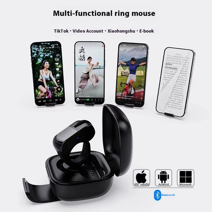 Bluetooth Dual-Mode Rechargeable Ring Mouse - Lightweight Remote Control for Selfie, Short Video, and Speech Applications