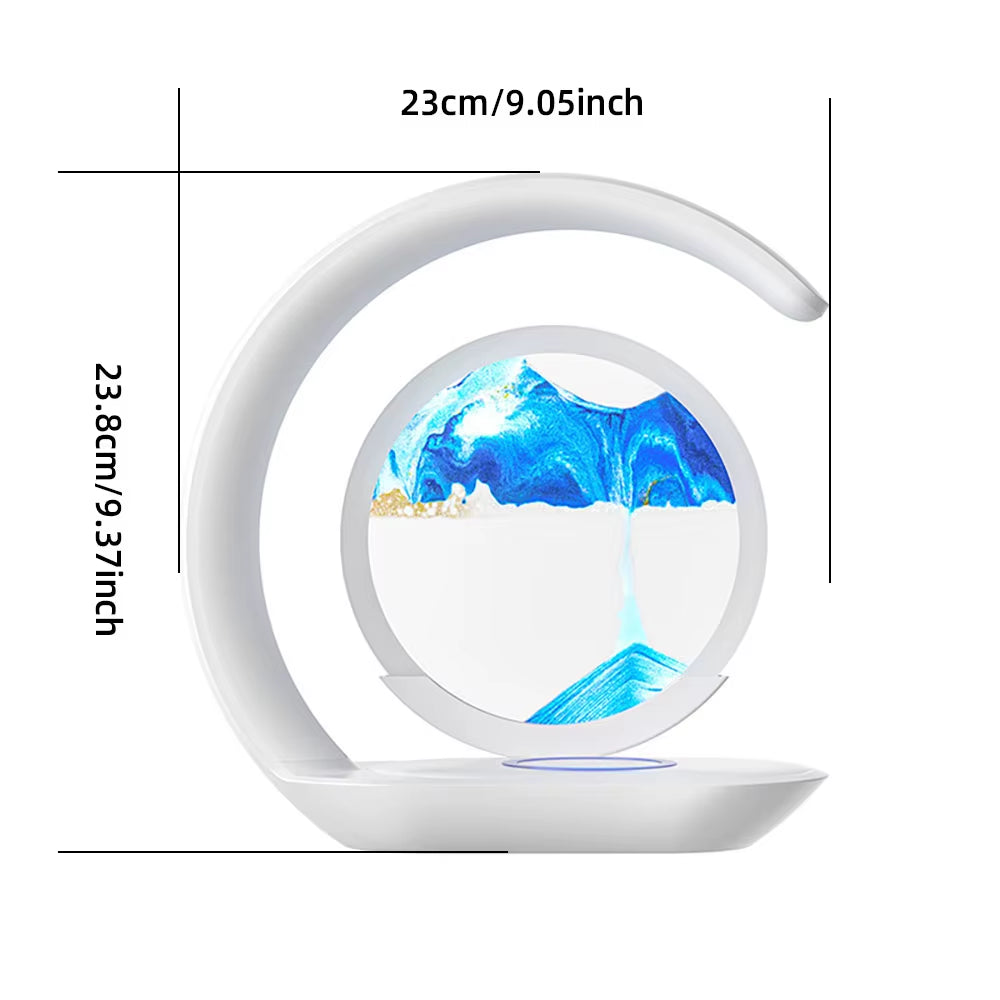 Quicksand Table Lamp with USB Wireless Charging - 3D Hourglass Sand Painting Night Light for Office Decor