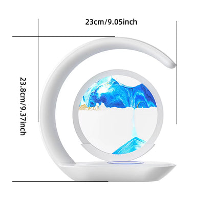 Quicksand Table Lamp with USB Wireless Charging - 3D Hourglass Sand Painting Night Light for Office Decor