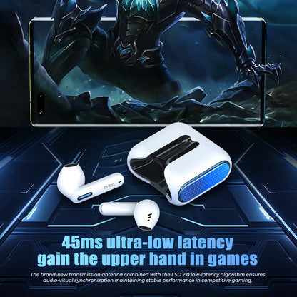 HTC NE49 Wireless Earbuds - Bluetooth 6.0 Gaming Headsets with High Fidelity Sound, IPX5 Waterproof Rating, Ideal for Office, Sports, Study, and Audio Calls, Featuring Built-In Microphone and TWS Technology